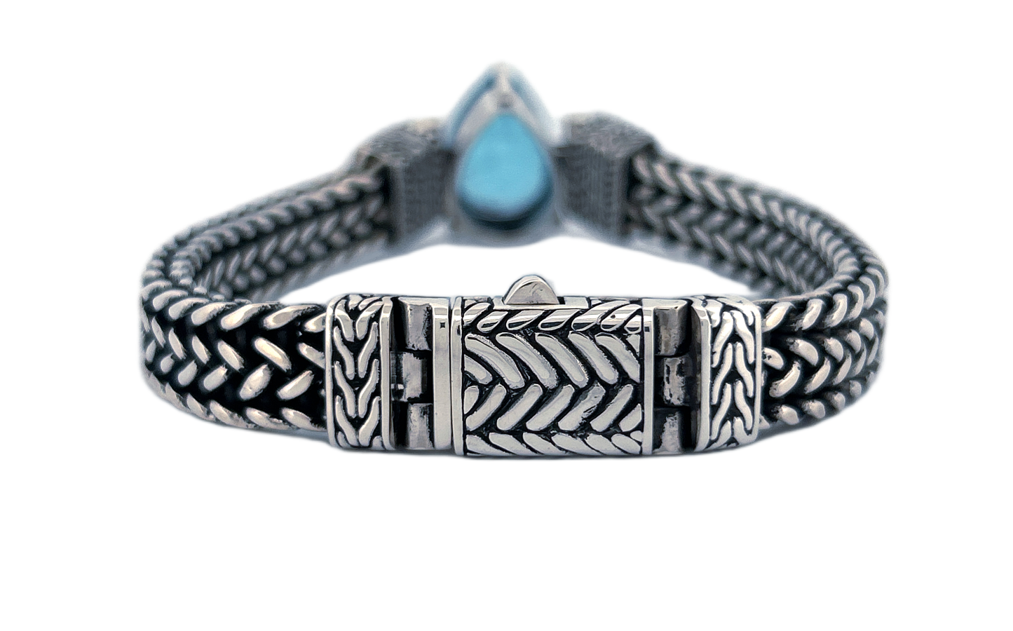 Handmade Sterling Silver Blue Topaz Tear Drop Bracelet-Unisex Jewelry