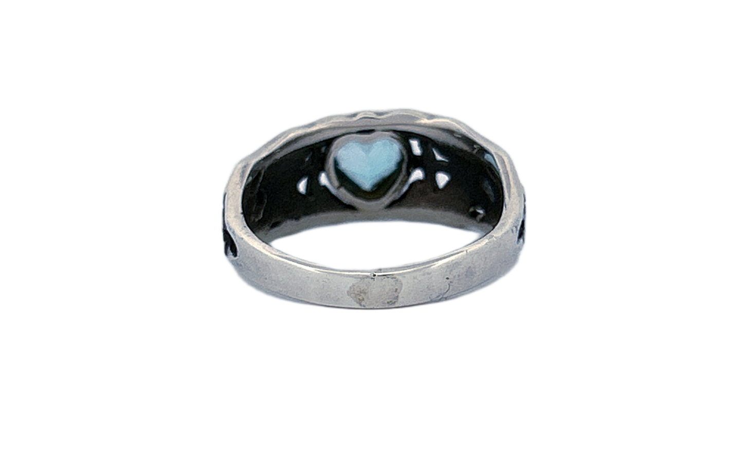925 Sterling Silver Heart Shaped Blue Topaz Ring-R71