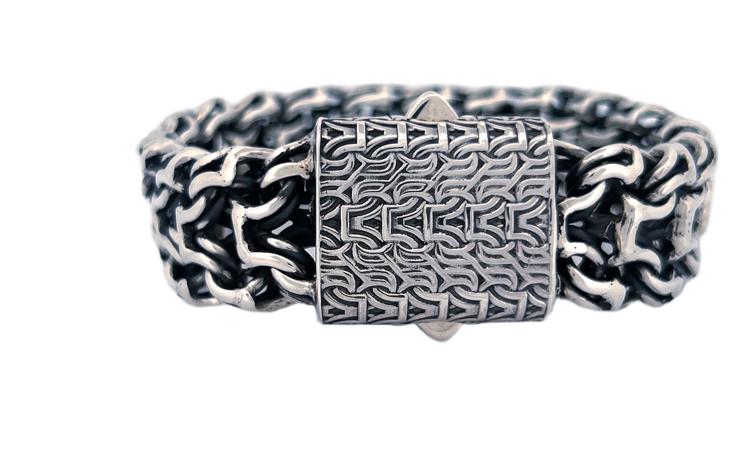 Ramses Style Solid Sterling Silver Bracelet – Thick, Wide & Hand-Carved Statement Piece CB32