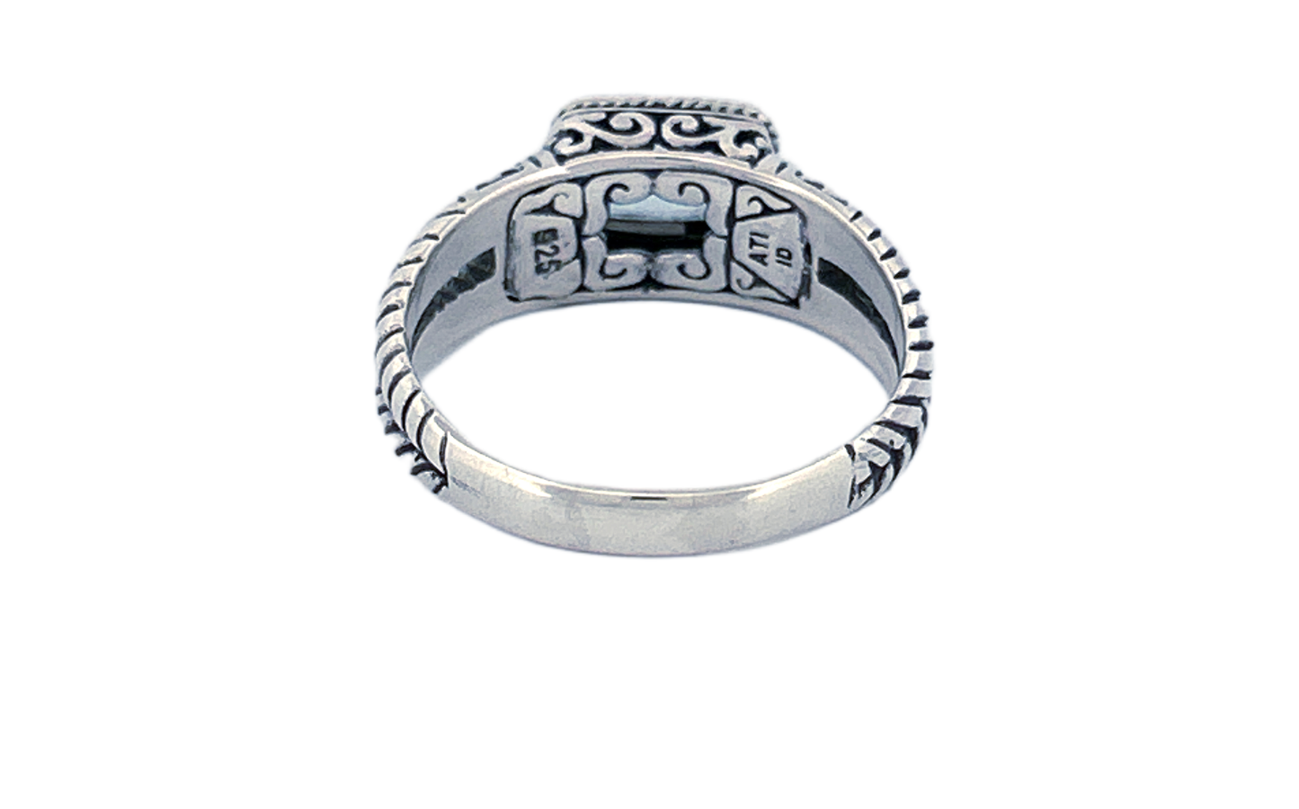 Sterling Silver Gemstone Ring – Blue Topaz (Emerald Cut)