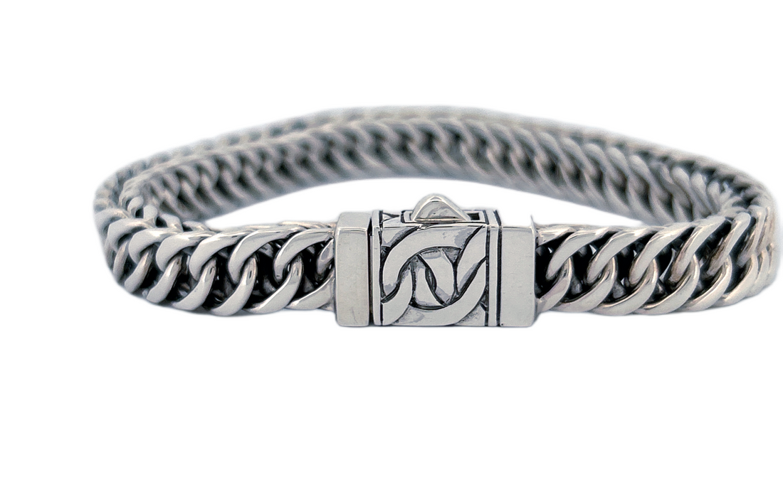 Handmade 925 Sterling Silver Curb Link Bracelet with Secure Box Lock CB30