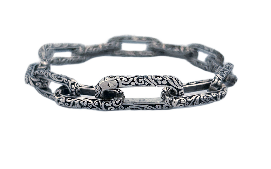 Handmade Sterling Silver Paper Clip Chain Link Bracelet-CB36