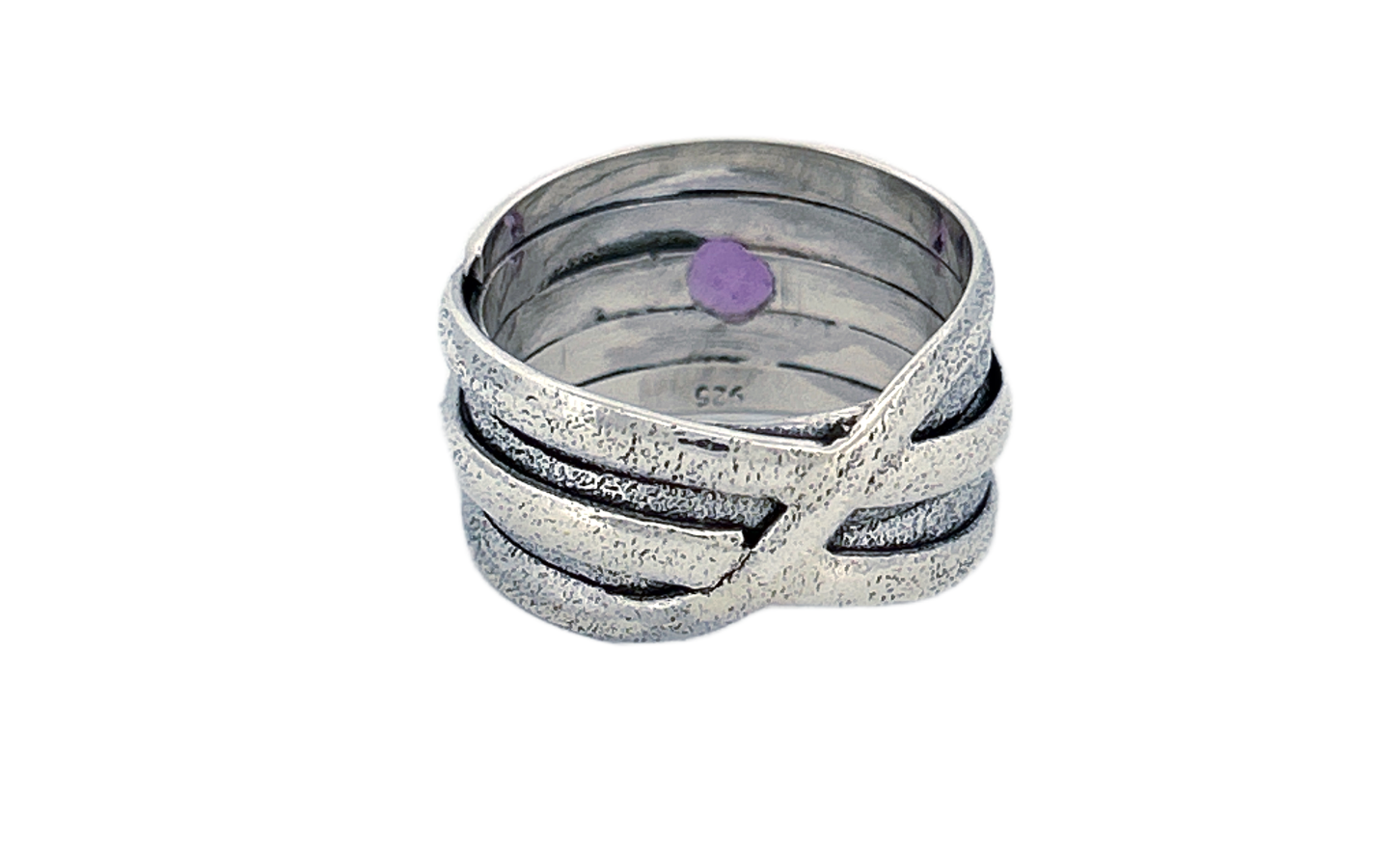 Sterling Silver Amethyst Ring – Textured Wrap Design