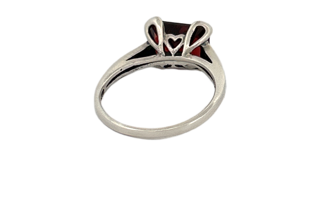 Sterling Silver Rectangular Garnet Ring