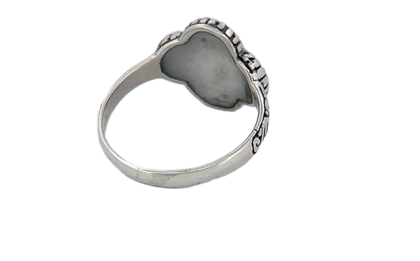 Handcrafted Sterling Silver Mother of Pearl Clover Ring R74