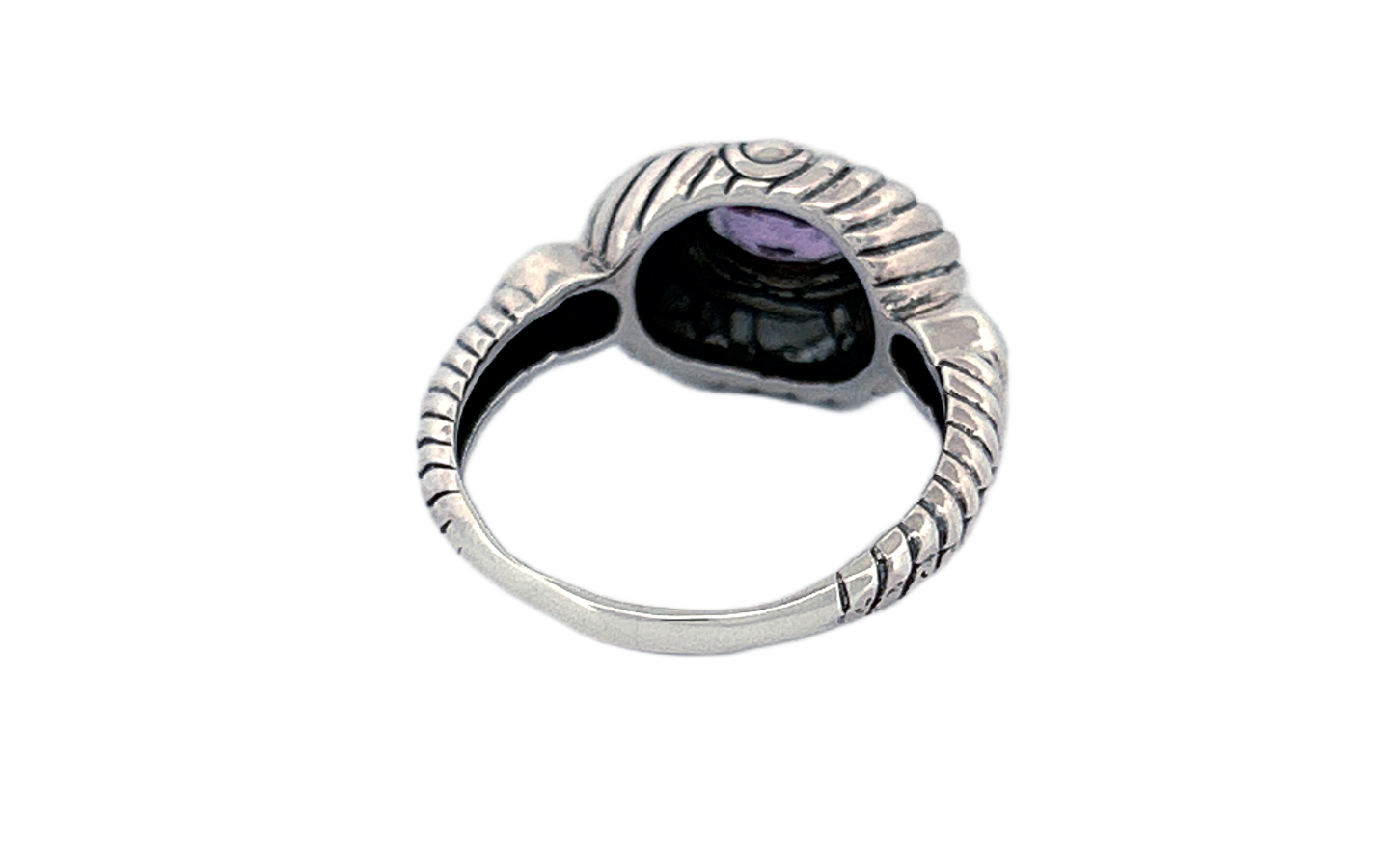 Sterling Silver Amethyst Ring – Sunburst Design