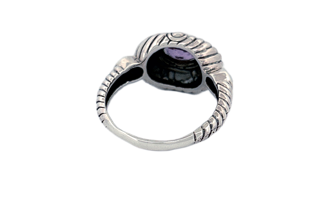 Sterling Silver Amethyst Ring – Sunburst Design