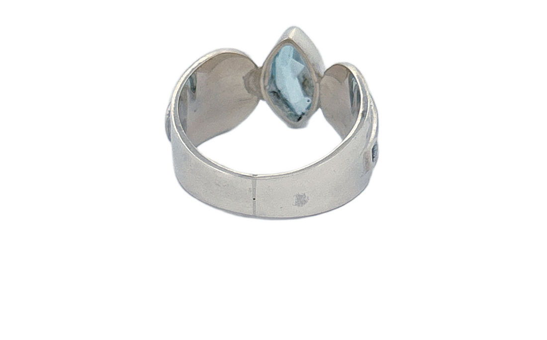 Sterling Silver Marquise Blue Topaz Ring
