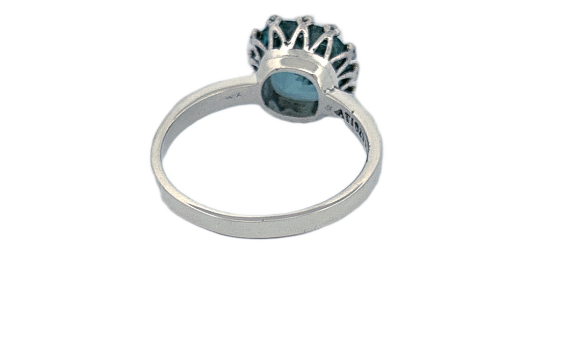 Sterling Silver Checker‑Cut Gemstone Rings – Teal CZ & Mystique Topaz