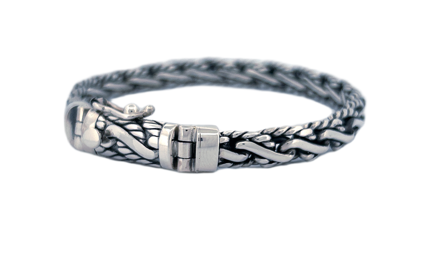 Genuine 925 Sterling Silver Bracelet with Spring Box Lock- CB26