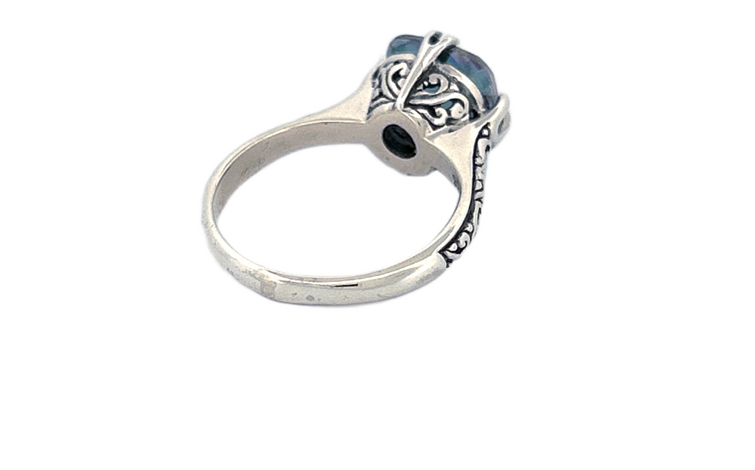 Sterling Silver Mystique Topaz Ring – Cushion Cut Design