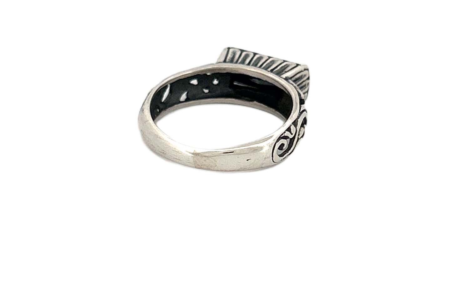 Sterling Silver Rectangular Black Onyx Ring