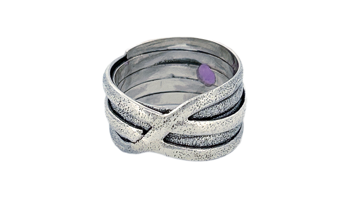 Sterling Silver Amethyst Ring – Textured Wrap Design