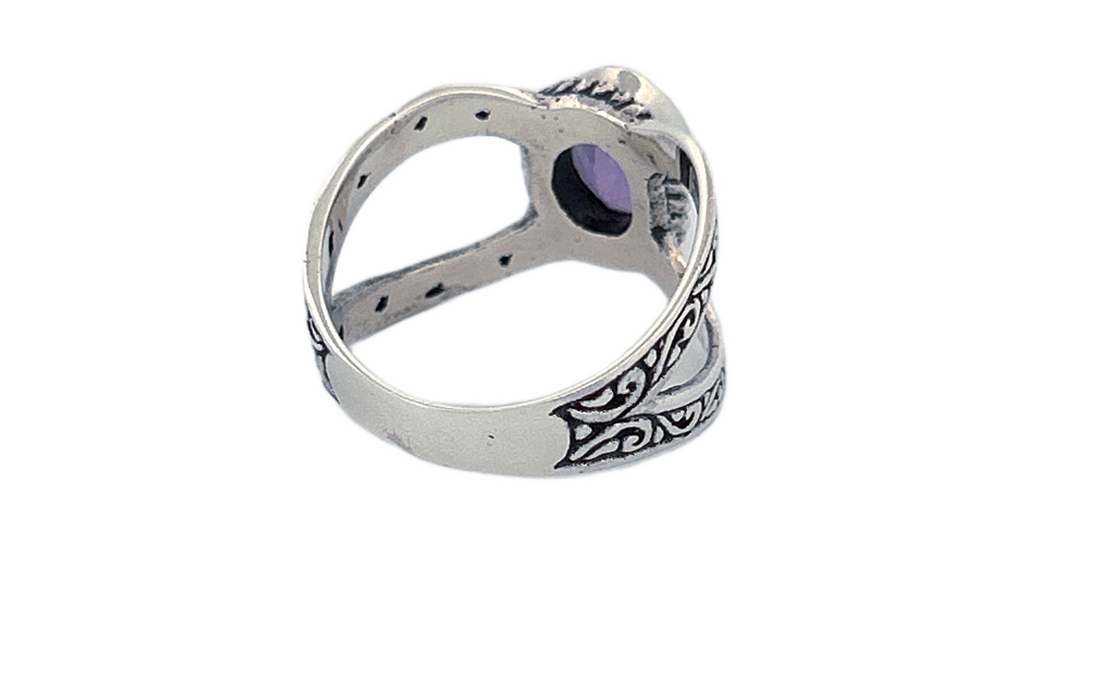 Sterling Silver Filigree Ring with Amethyst