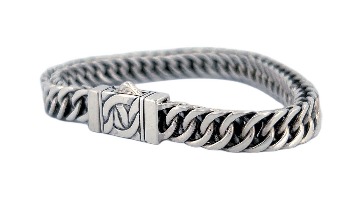 Handmade 925 Sterling Silver Curb Link Bracelet with Secure Box Lock CB30