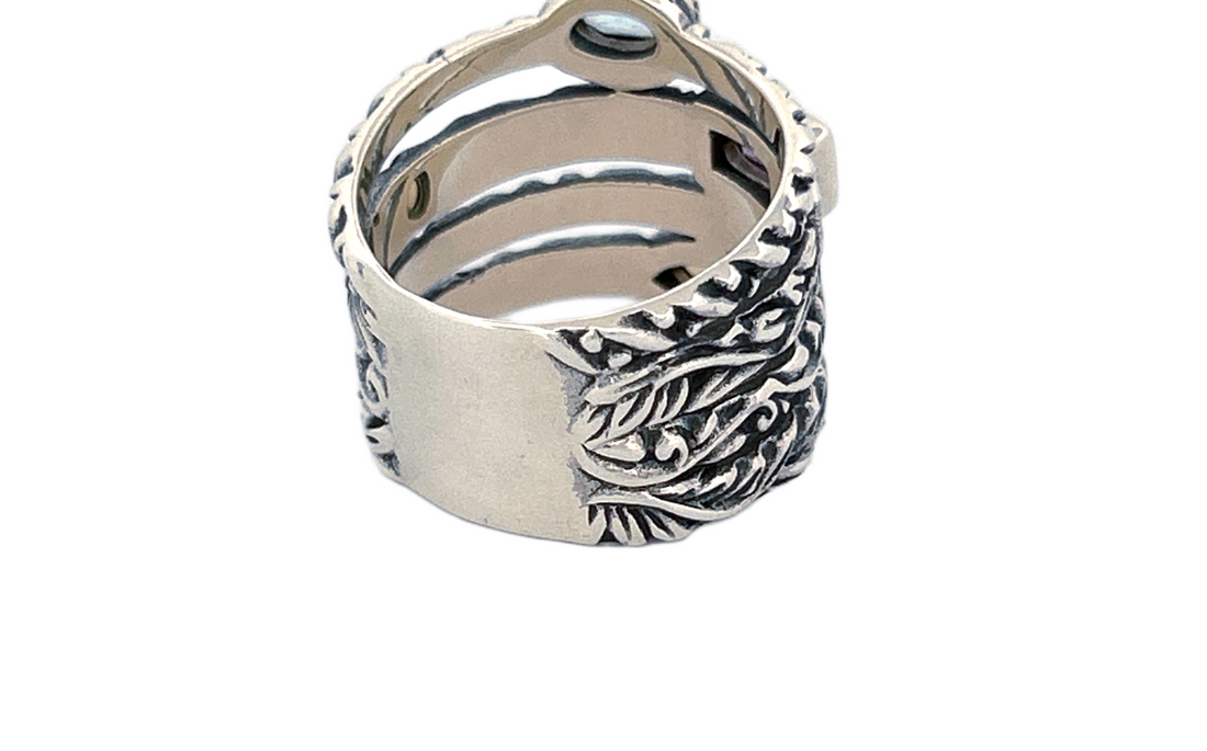 Sterling Silver Gemstone Stack Ring – Blue Topaz, Citrine & Amethyst