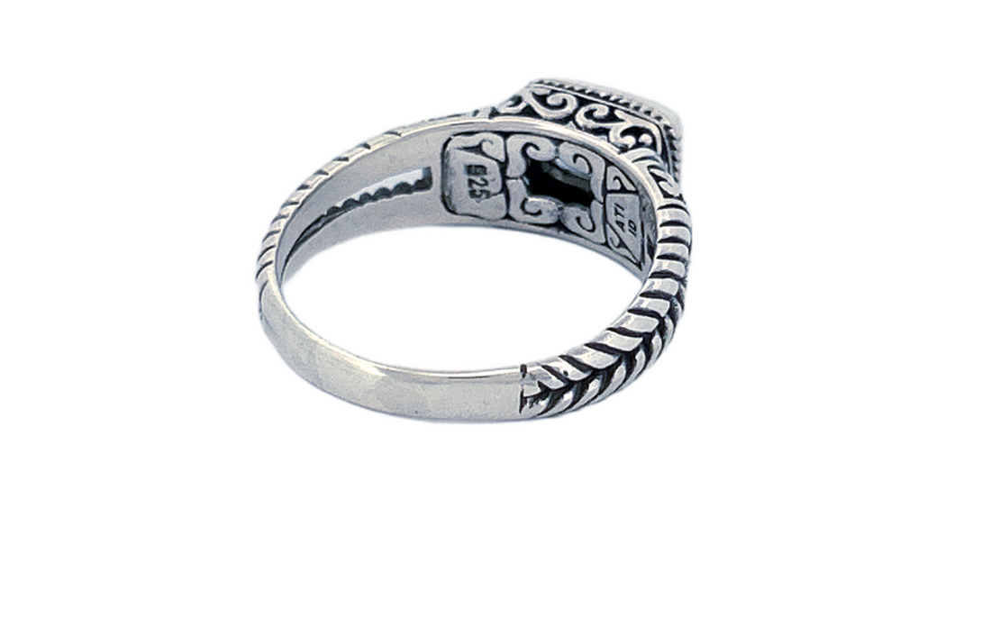 Sterling Silver Gemstone Ring – Blue Topaz (Emerald Cut)
