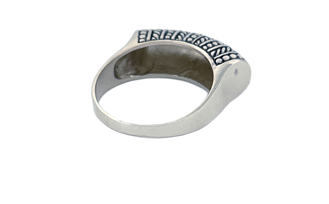 Sterling Silver Textured Band Ring – Dot & Rope Pattern