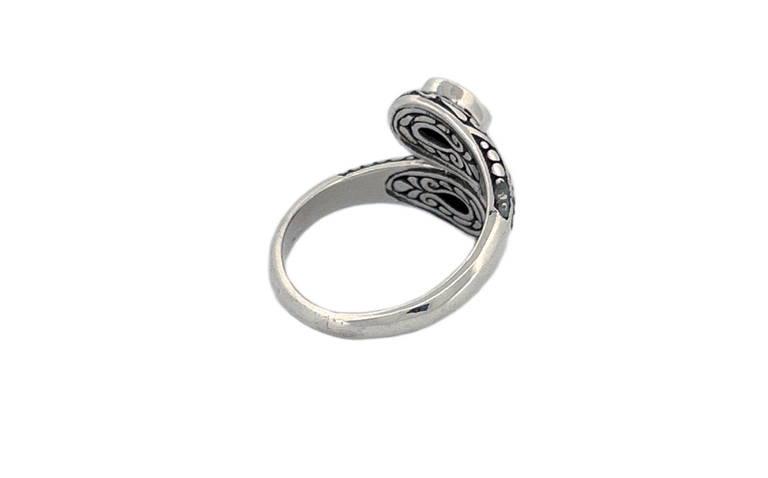 925 Sterling Silver Teardrop Shaped Amethyst Ring-R81