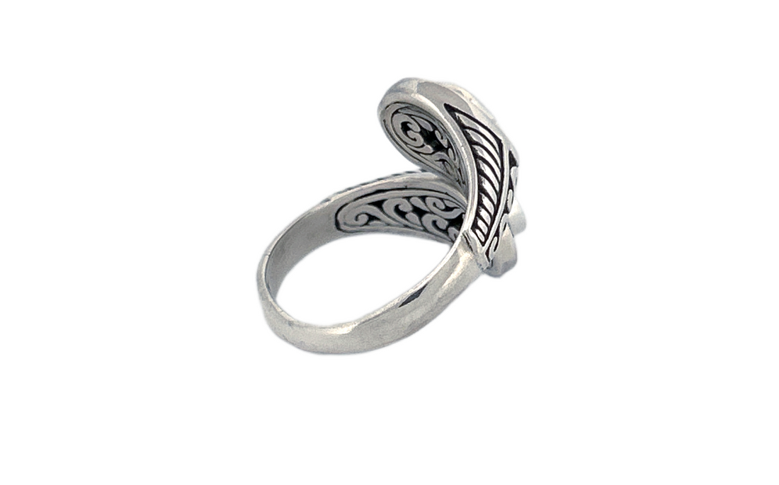 Adjustable Handmade Sterling Silver Genuine Blue Topaz Ring-R87