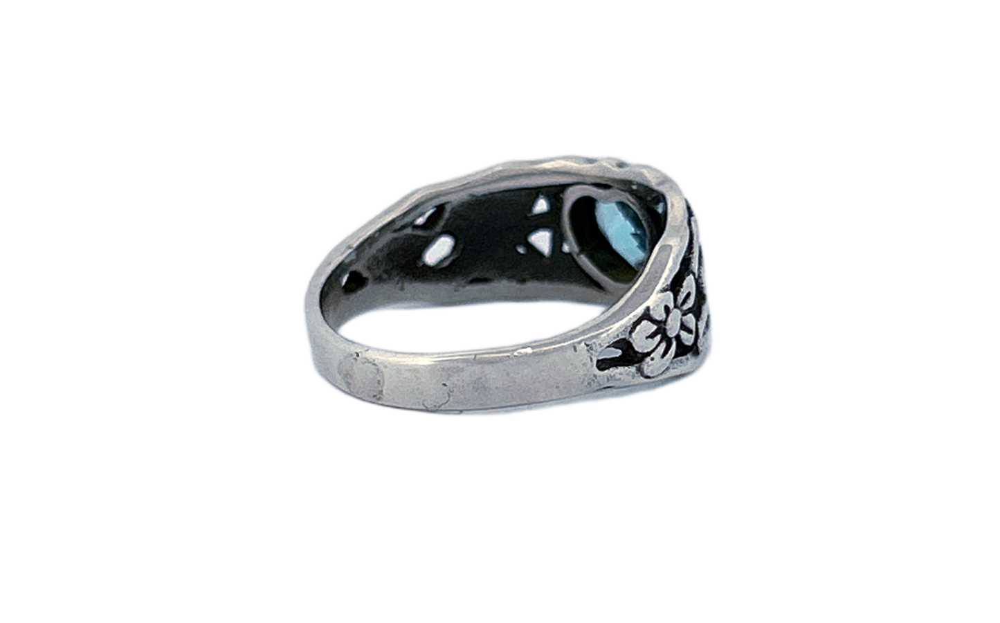 925 Sterling Silver Heart Shaped Blue Topaz Ring-R71
