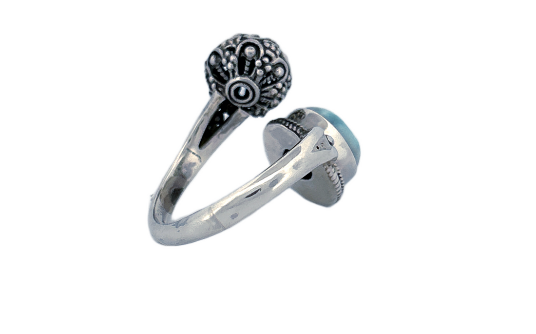 Sterling Silver Larimar Ring – Open Design