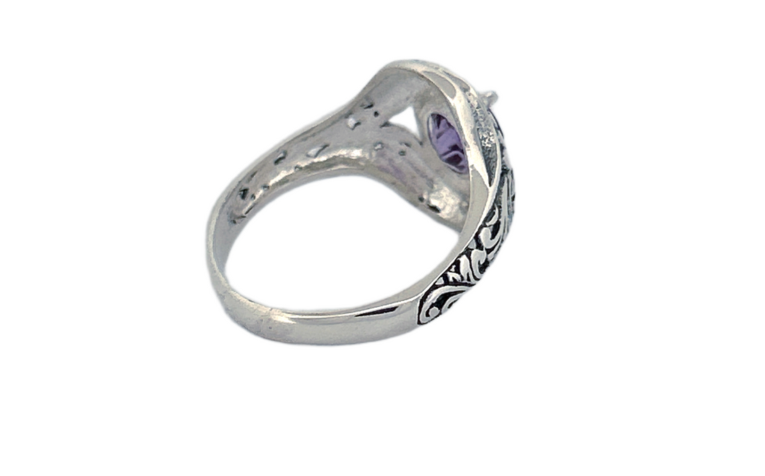Sterling Silver Gemstone Ring – Amethyst & Blue Topaz