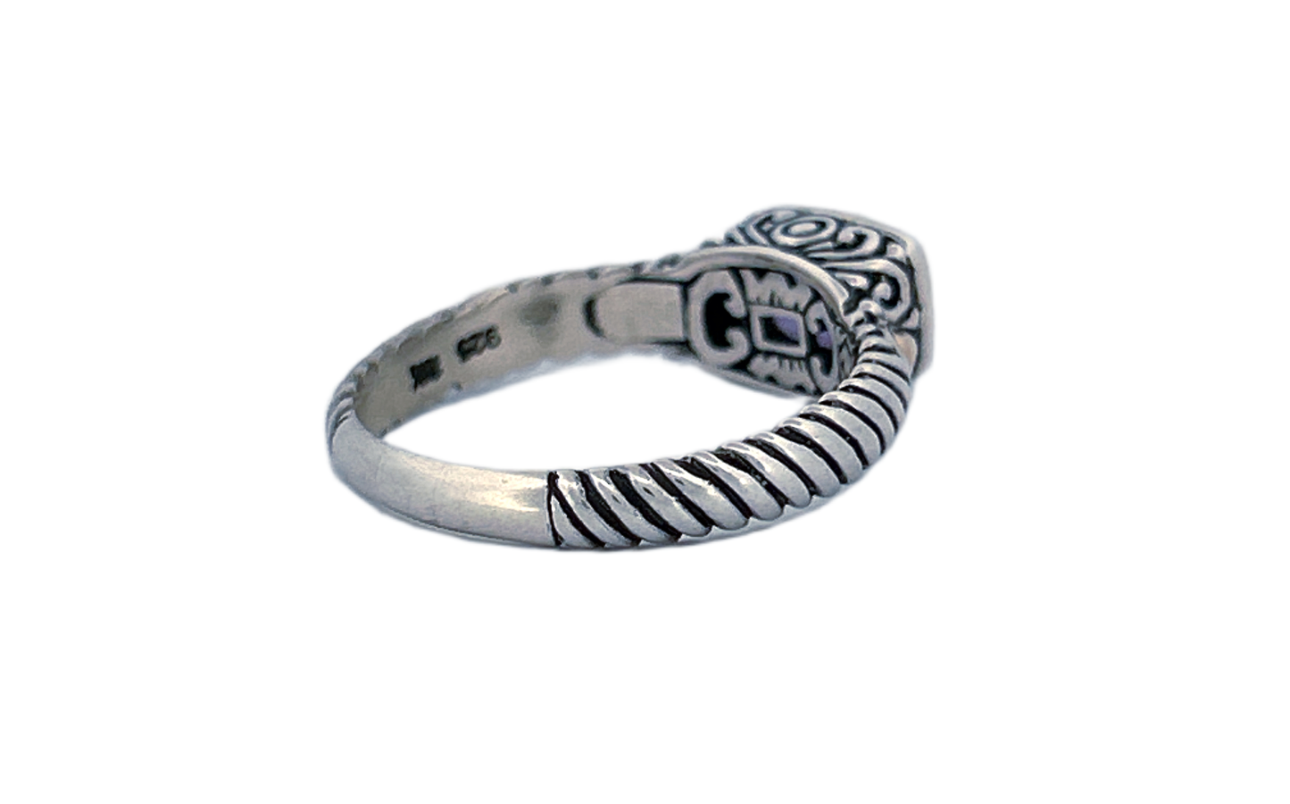 Handmade 925 Sterling Silver Natural Amethyst Cushion Cut Ring-R41