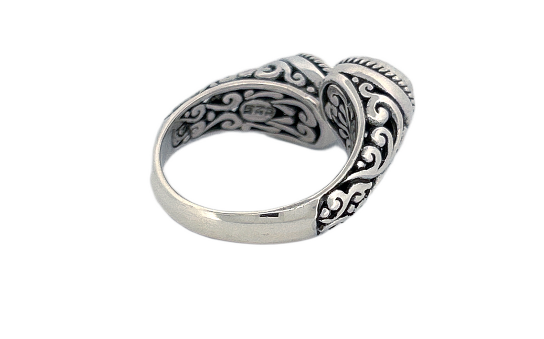 925 Sterling Silver Natural Amethyst Bypass Ring-R37