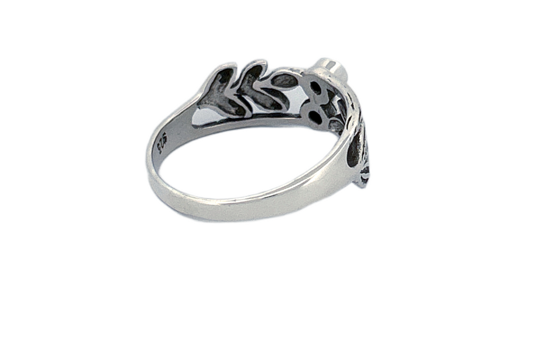 Sterling Silver Peridot Leaf Ring