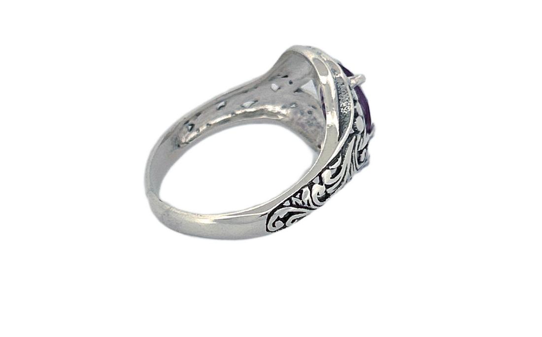 Sterling Silver Gemstone Ring – Amethyst & Blue Topaz