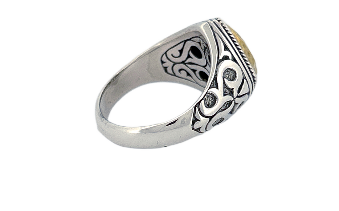 Sterling Silver & Hammered Brass Statement Ring