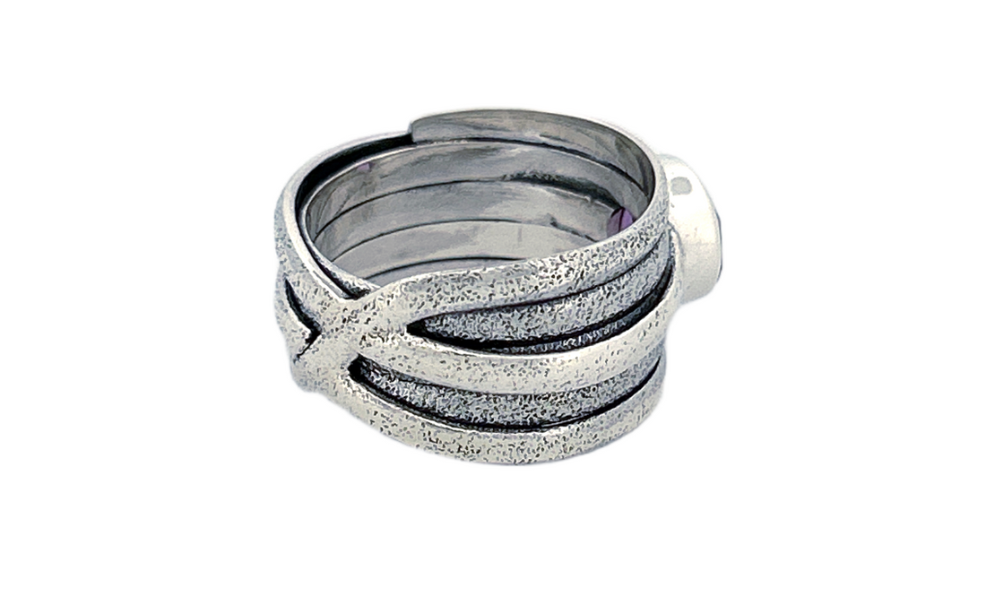 Sterling Silver Amethyst Ring – Textured Wrap Design