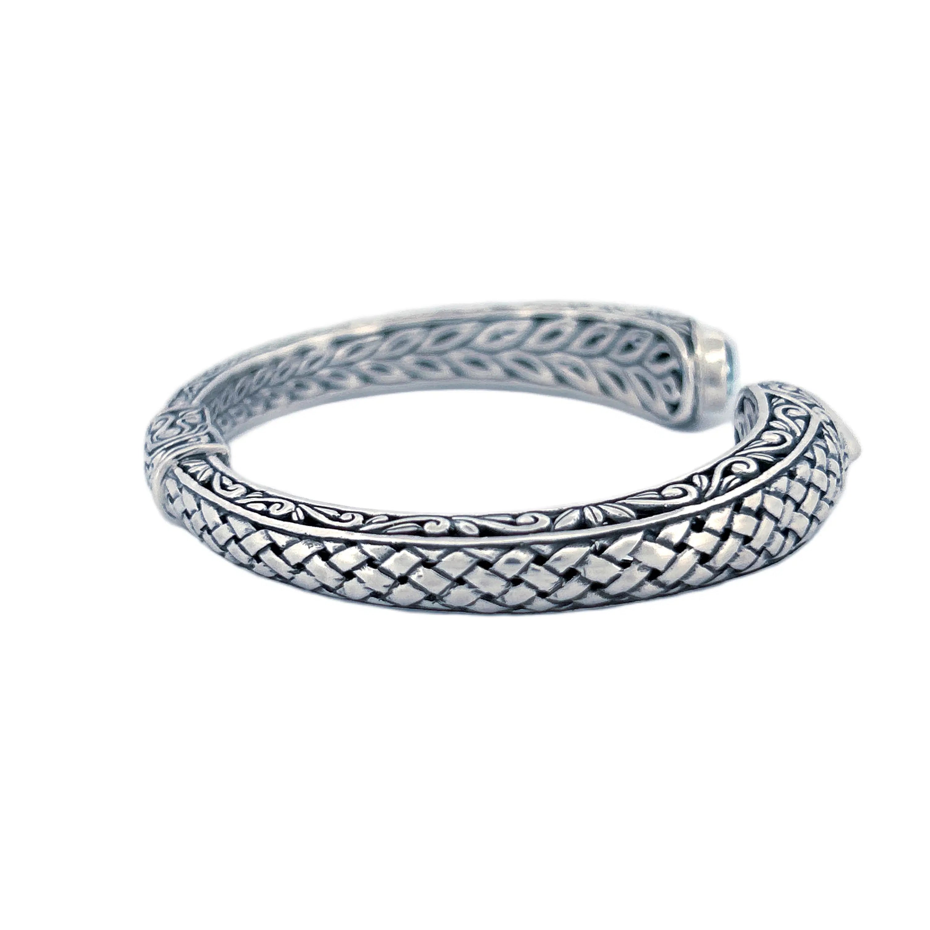 Signature Artisan Silver Bangle with Amethyst Ends
