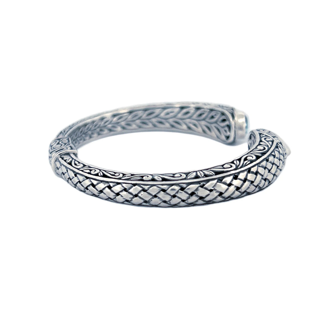 Signature Artisan Silver Bangle with Amethyst Ends