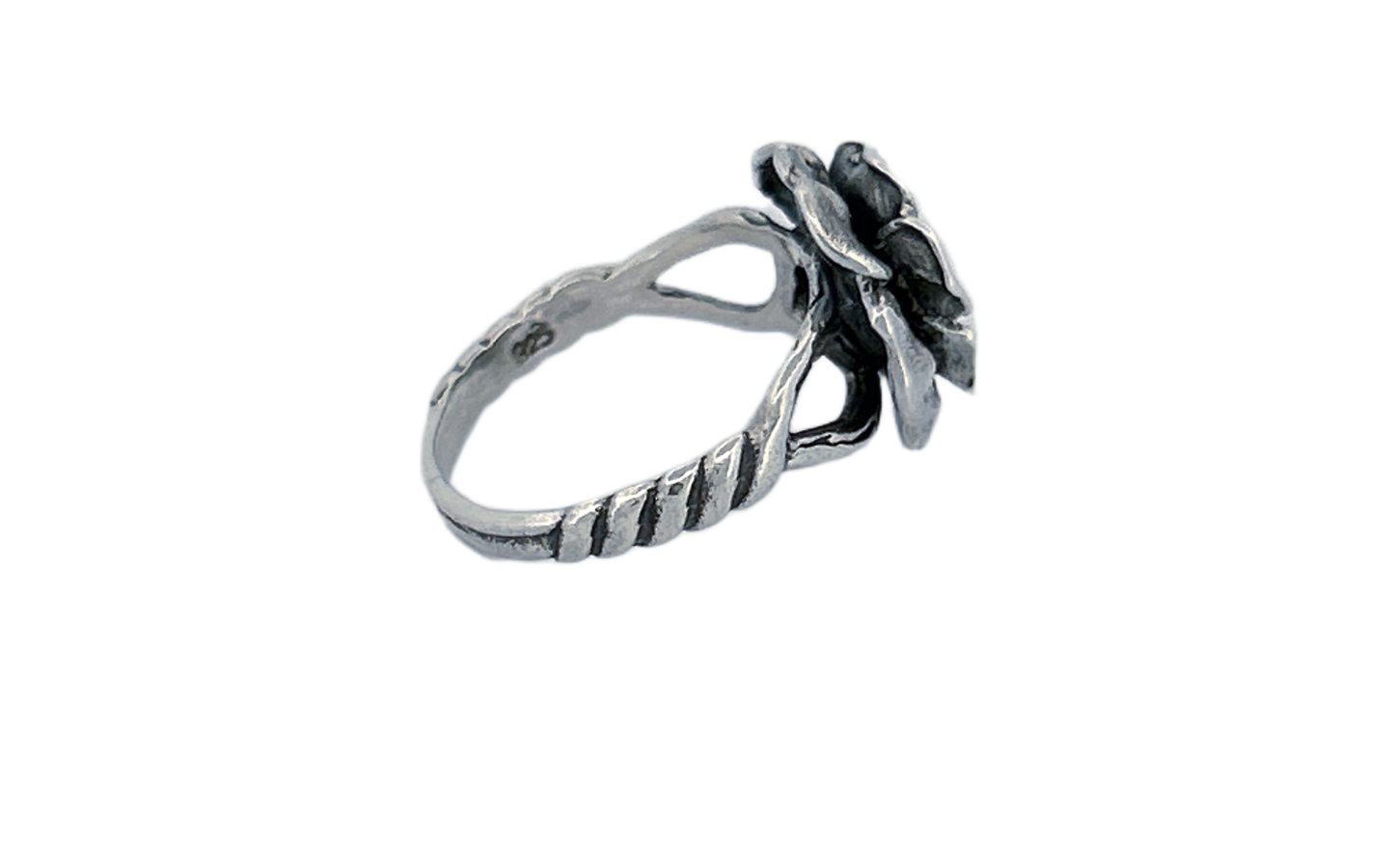 Sterling Silver 3D Rose Ring