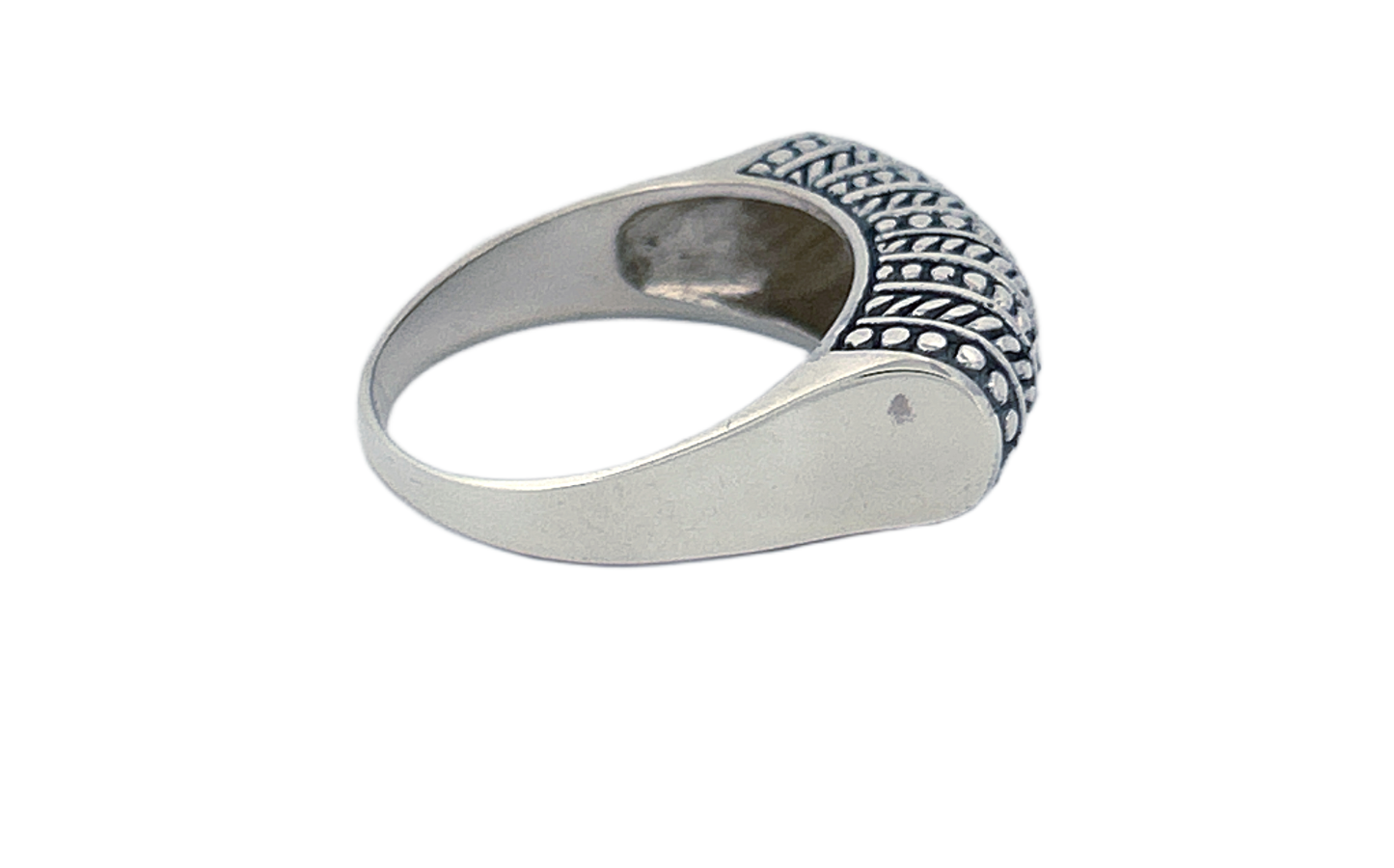 Sterling Silver Textured Band Ring – Dot & Rope Pattern
