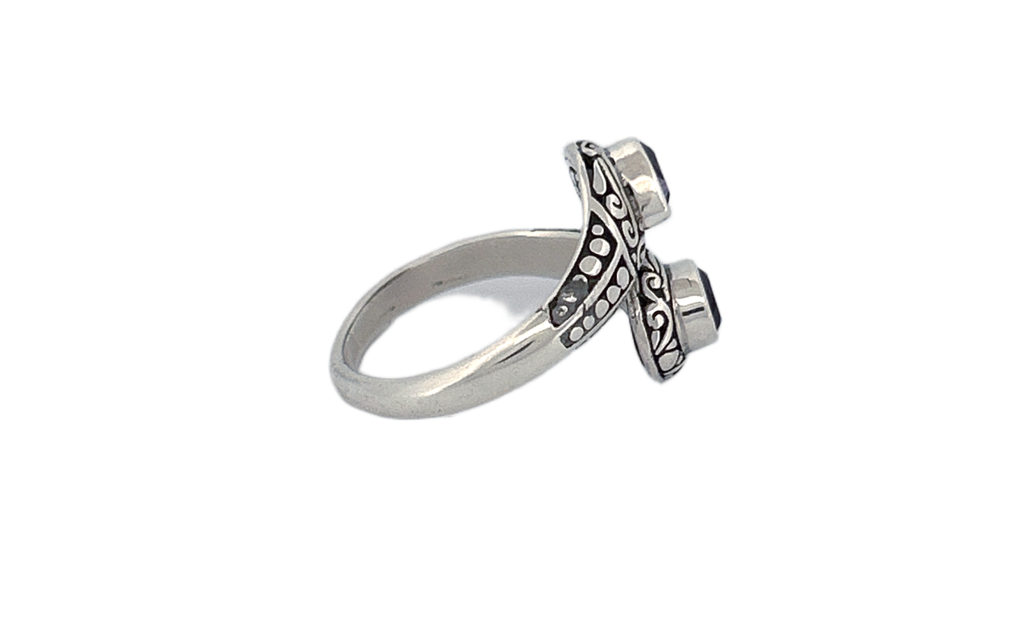 925 Sterling Silver Teardrop Shaped Amethyst Ring-R81