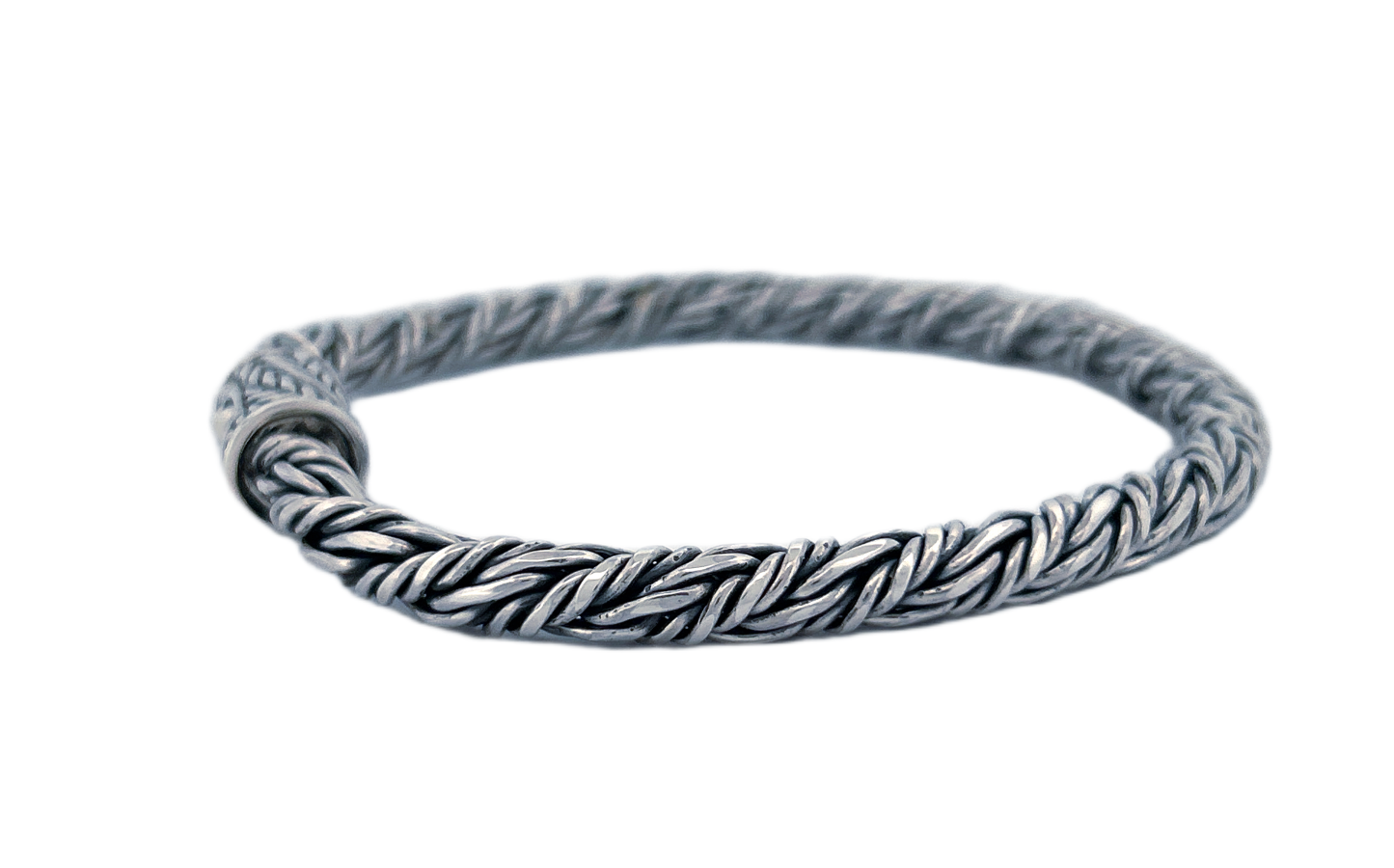 Handmade Sterling Silver Rope Bracelet with Decorative Spring Lock-CB28