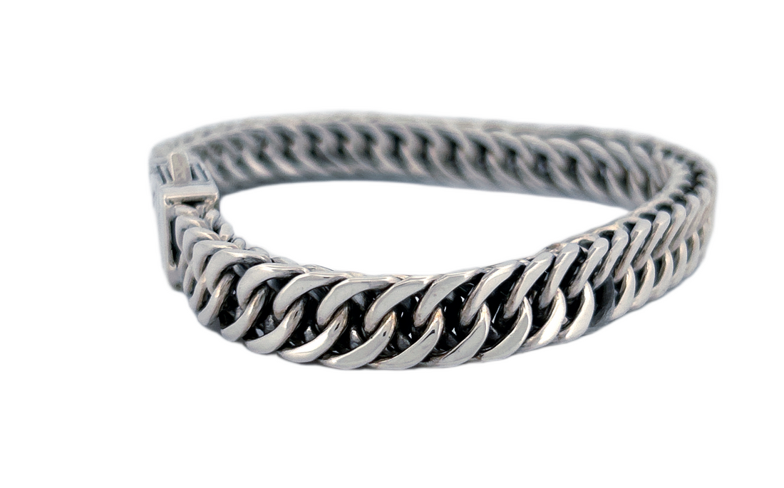 Handmade 925 Sterling Silver Curb Link Bracelet with Secure Box Lock CB30