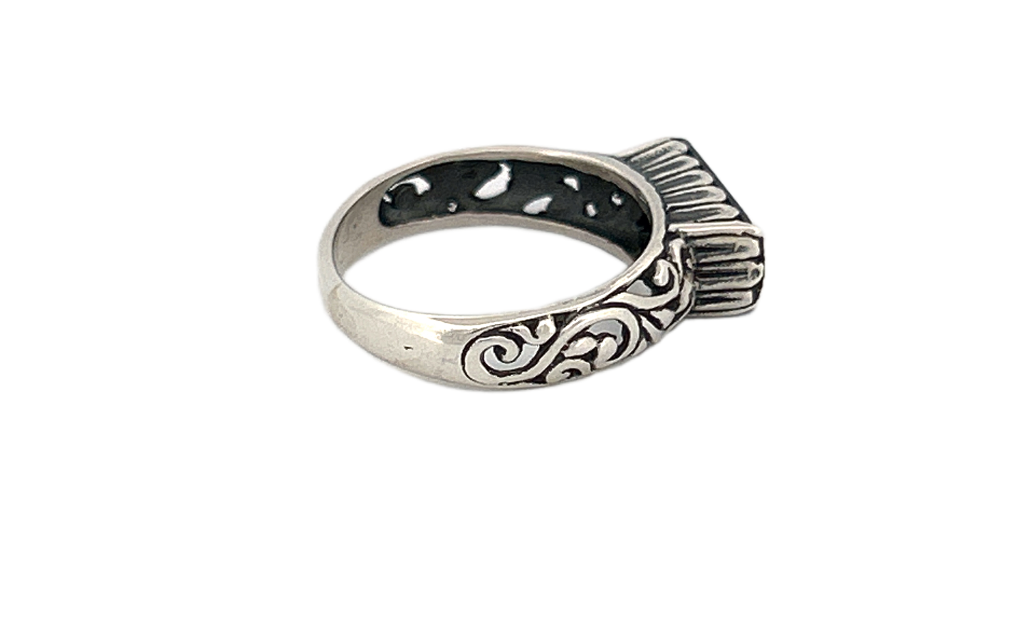 Sterling Silver Rectangular Black Onyx Ring