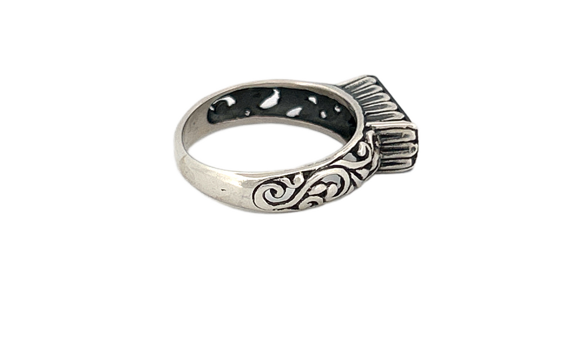 Sterling Silver Rectangular Black Onyx Ring