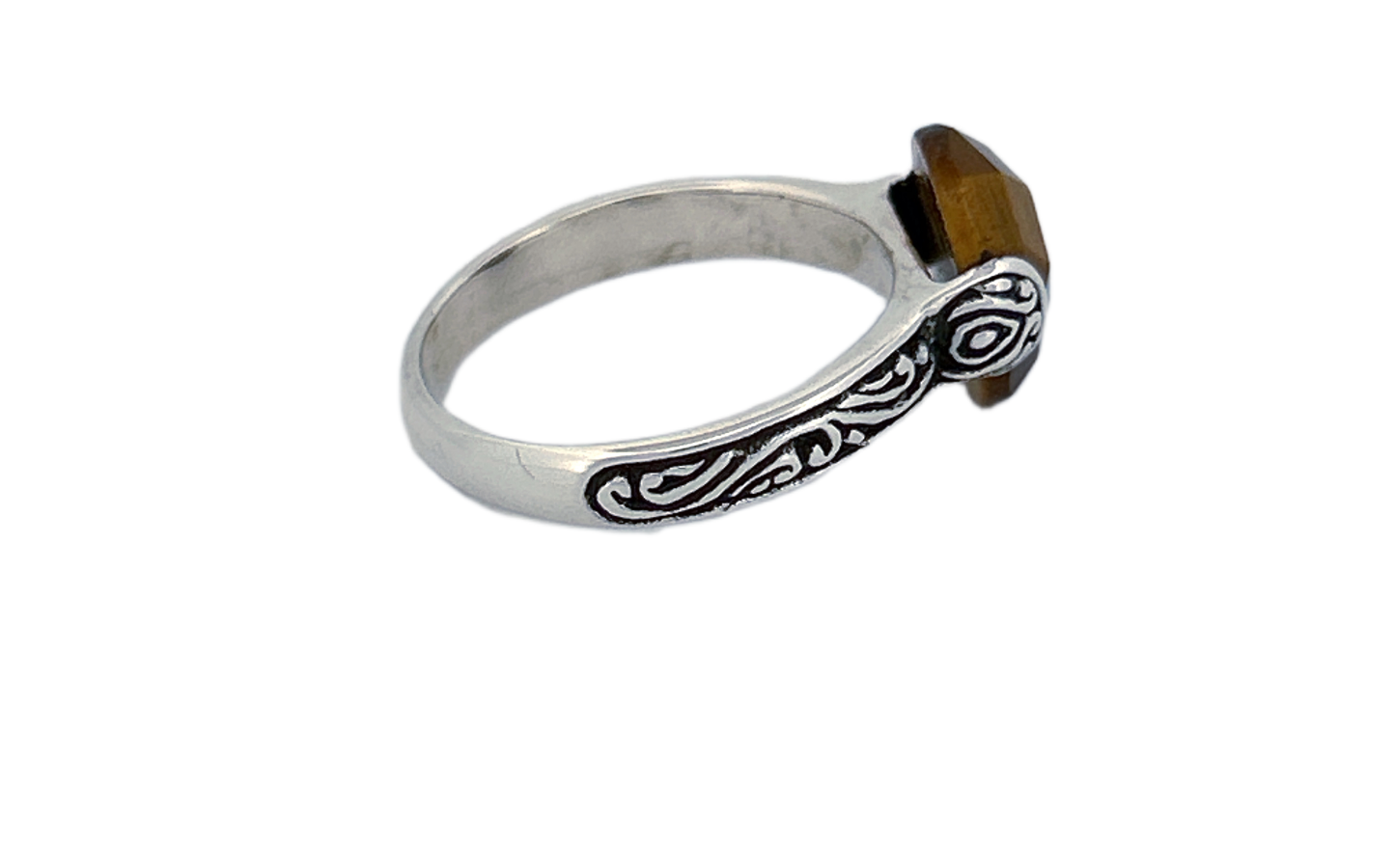 Sterling Silver Filigree Ring with Tiger’s Eye