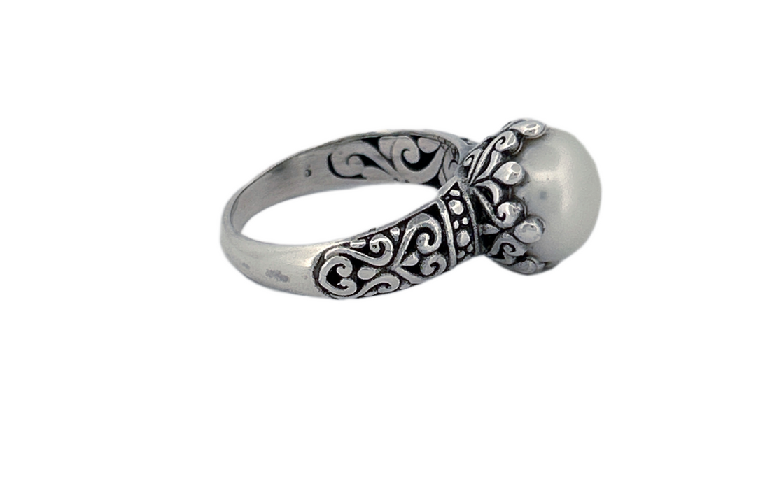 Handcrafted 925 Sterling Silver Fresh Water Pearl Ring-R45