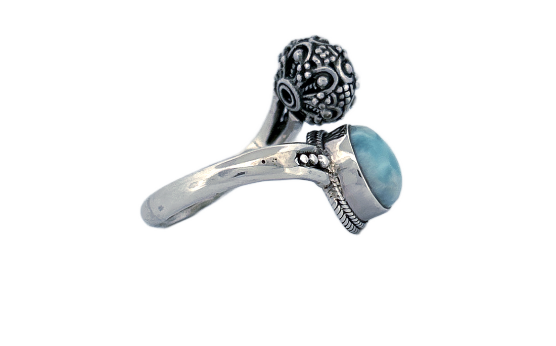 Sterling Silver Larimar Ring – Open Design