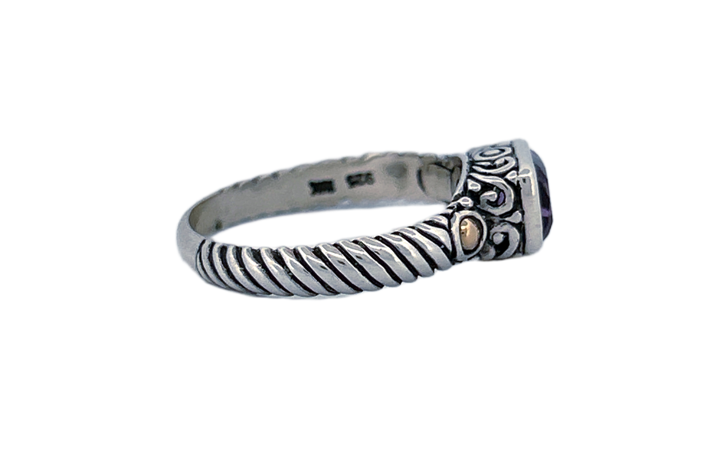 Handmade 925 Sterling Silver Natural Amethyst Cushion Cut Ring-R41
