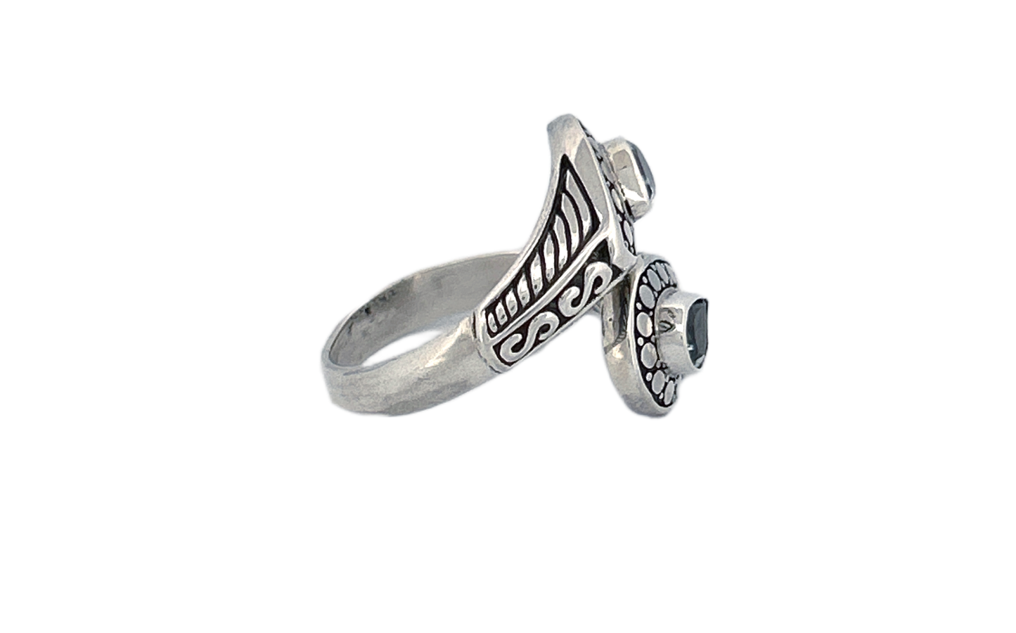 Adjustable Handmade Sterling Silver Genuine Blue Topaz Ring-R87