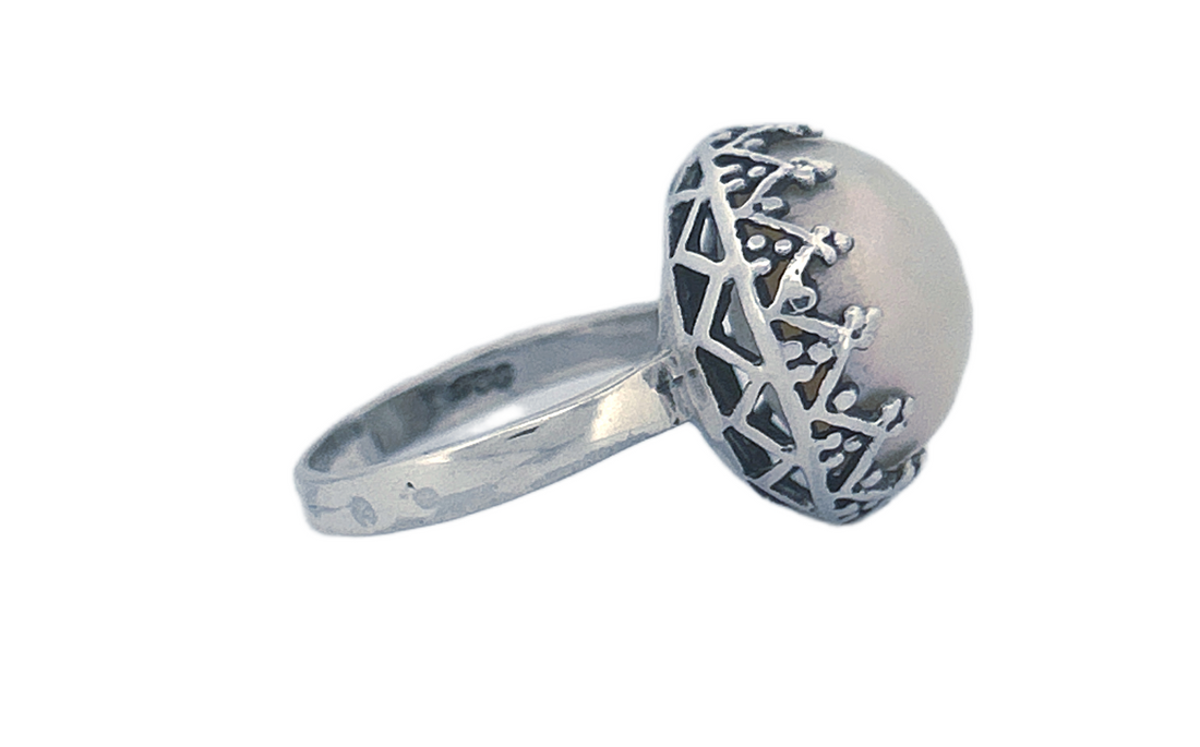 Sterling Silver Pearl Ring – Freshwater or Blue Pearl