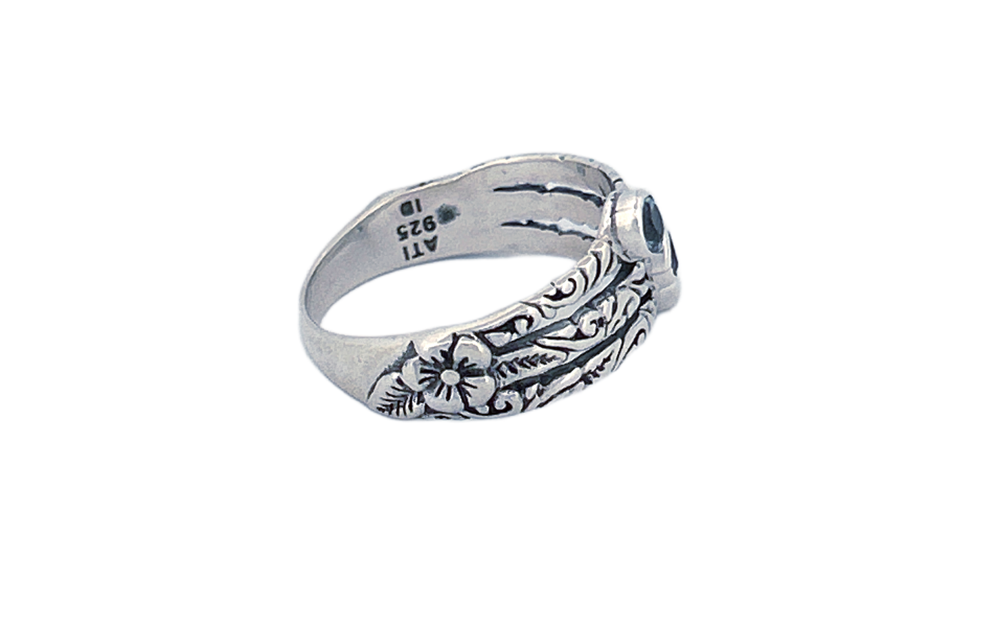 Sterling Silver Triple Gemstone Ring – Blue Topaz
