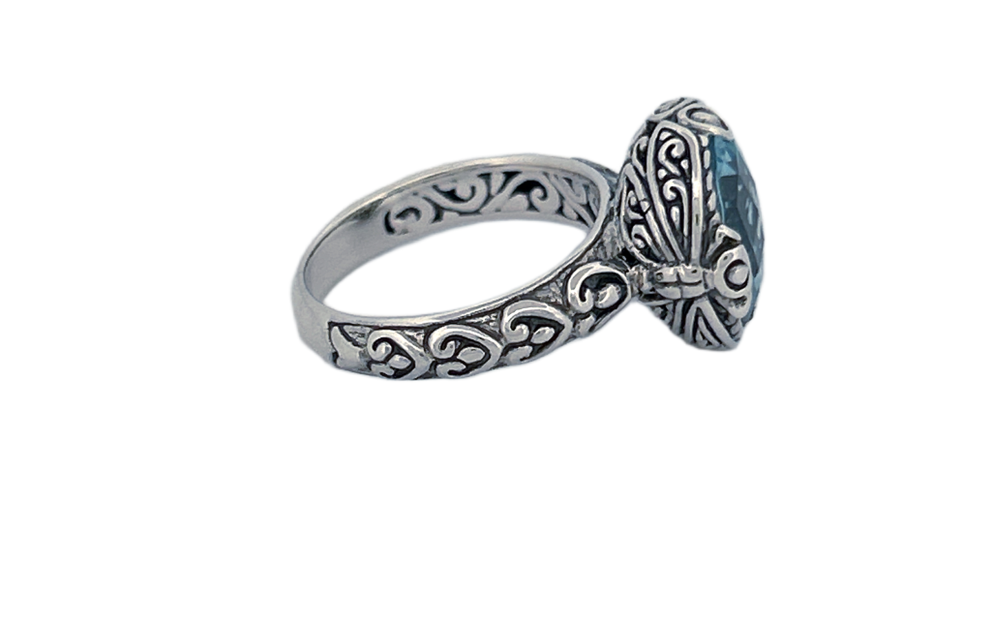 Handcrafted Sterling Silver Blue Topaz Cocktail Ring-R46